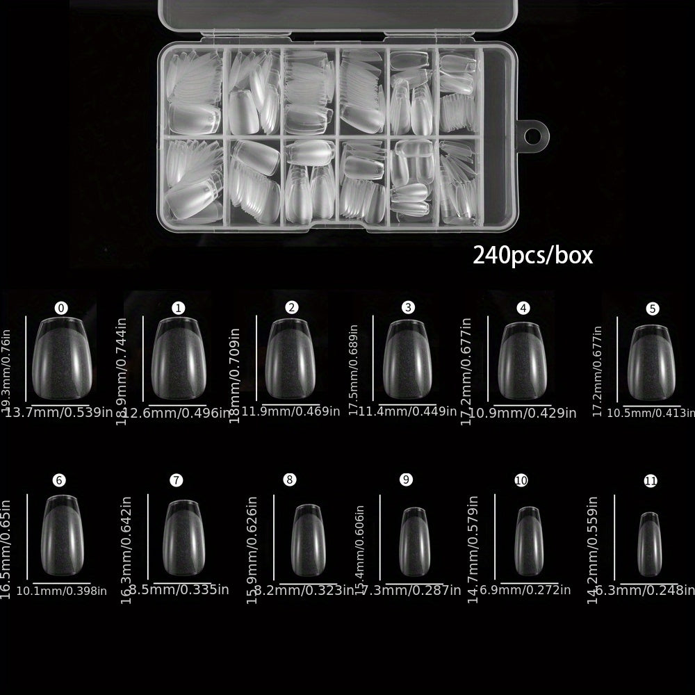 240pcs XXS Short Matte Clear Soft Gel Nail Tips - Easy-to-Apply False Nails for Quick Nail Extensions - Ideal Manicure Tool for DIY Nail Art Enthusiasts