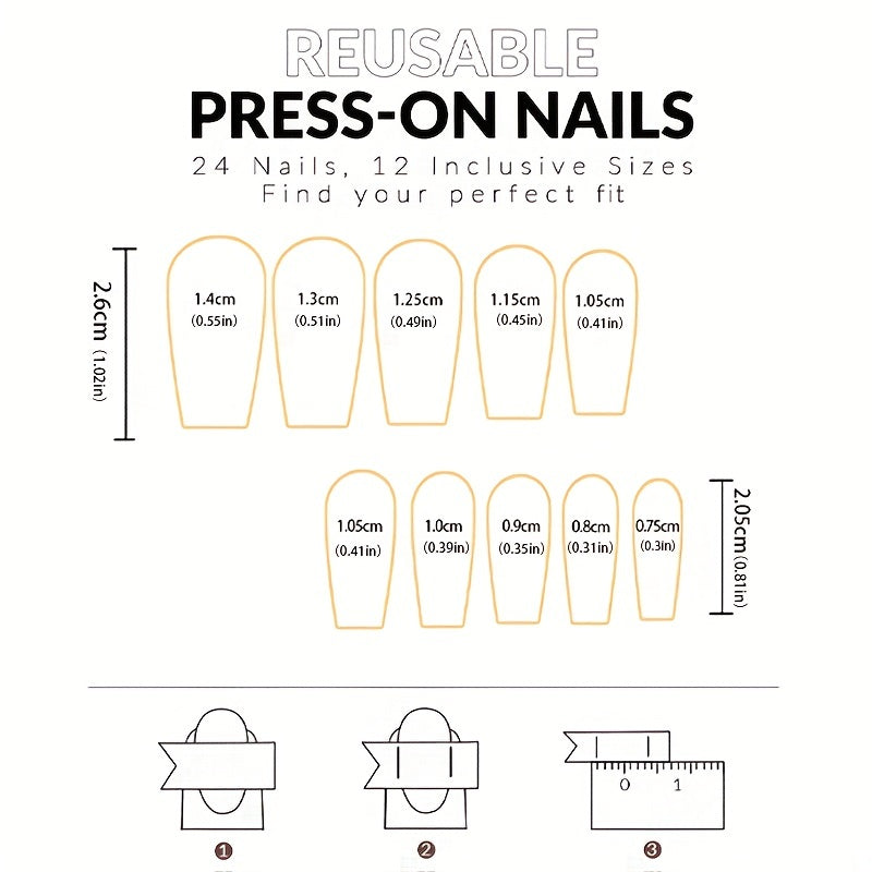 24pcs Golden Glitter Square Press On Nails - Medium Size Acrylic Wine Red Design for Bridal Wedding Use
