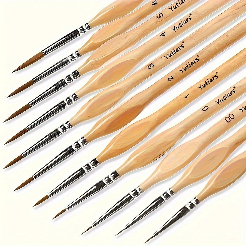 11pcs Miniature Detail Paint Brush Set - Super-Fine Tips, Durable Nylon Bristles, Versatile for Watercolor, Oil, Face Art, Acrylic, Nails & Models - Perfect for Artists & Hobbyists