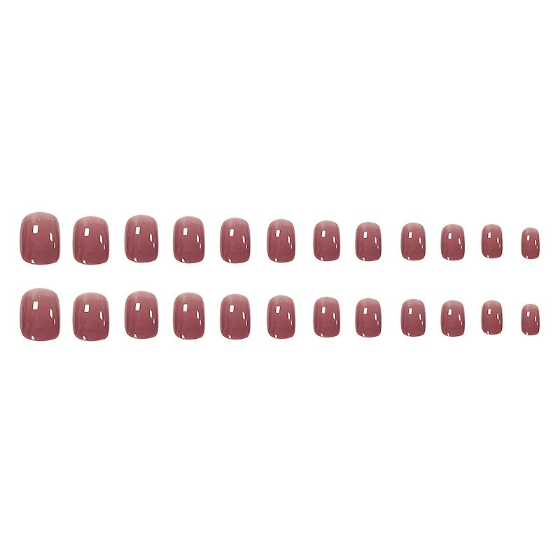 Pink Oval Short Glossy Press-On Nails for Women and Girls - Hypoallergenic, Simple, and Stylish Fake Nails with Pure Color Finish - Perfect for Sensitive Skin and Everyday Wear