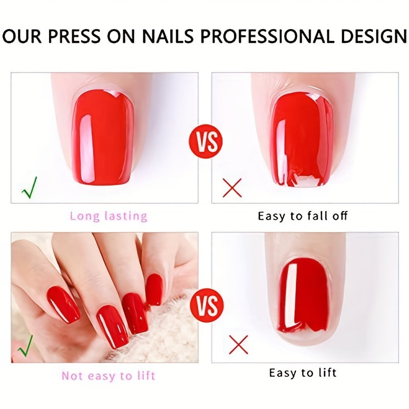 24pcs Vibrant Glossy Jelly Pink Gradient Short Square Shaped Press-On Nails - Durable, Easy to Apply, and Long-Lasting False Nails for Women and Girls - Perfect for Daily Wear, Parties, and Special Occasions