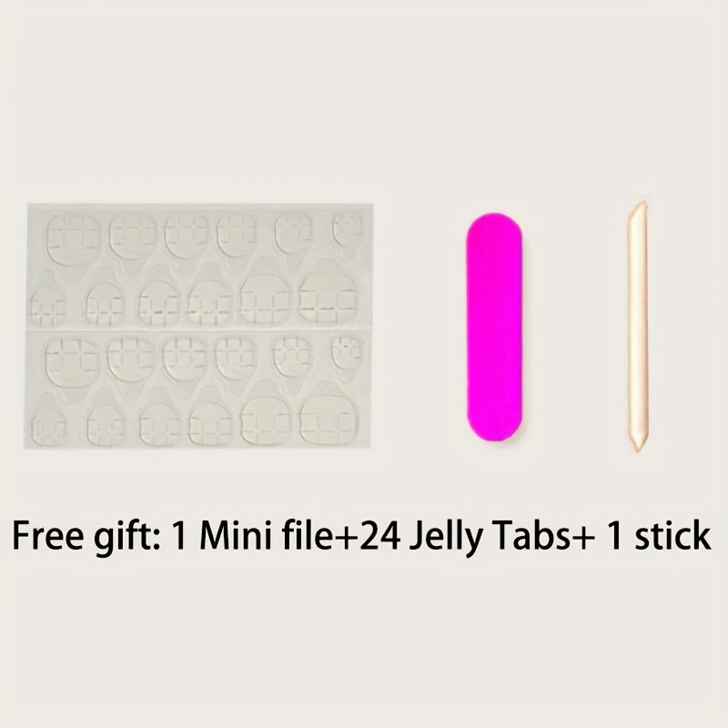 24pcs Glossy Medium Square Fake Nails White And Pink False Nails Glitter Sequins Stick On Nails Press On Nails Luxury Acrylic Nails For Women Girls
