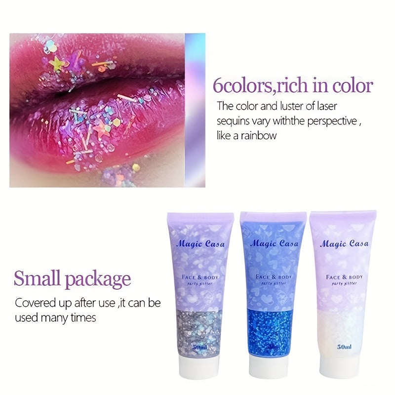 DIY Party Magical Bright Flash Glitters Sequins For Body Eyes Hair Face Nails 6colors, Mardi Gras Makeup, Teenage Girl Stuff For Music Festival
