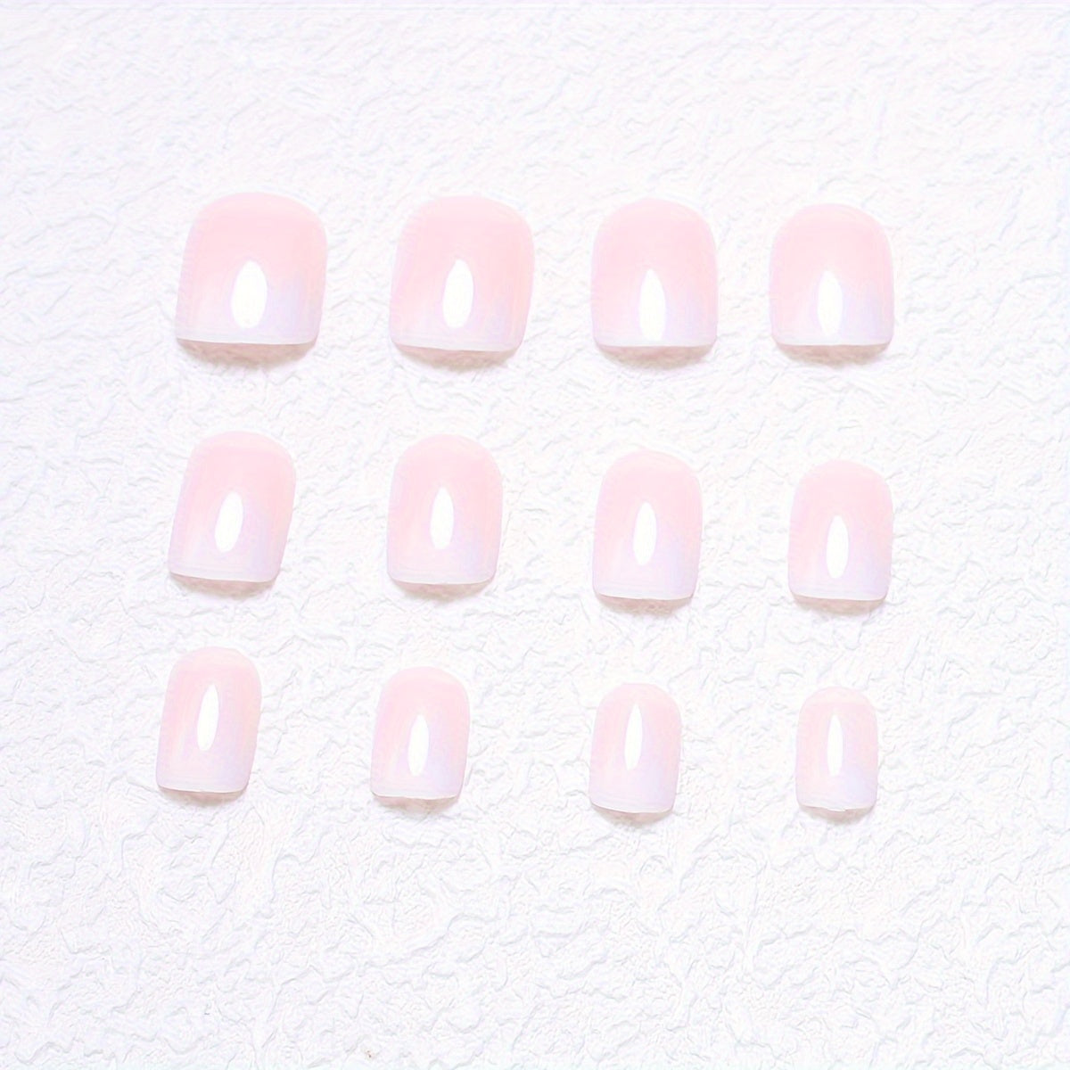 24pcs Vibrant Glossy Jelly Pink Gradient Short Square Shaped Press-On Nails - Durable, Easy to Apply, and Long-Lasting False Nails for Women and Girls - Perfect for Daily Wear, Parties, and Special Occasions
