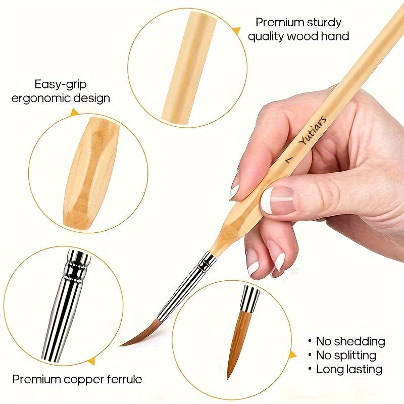 11pcs Miniature Detail Paint Brush Set - Super-Fine Tips, Durable Nylon Bristles, Versatile for Watercolor, Oil, Face Art, Acrylic, Nails & Models - Perfect for Artists & Hobbyists