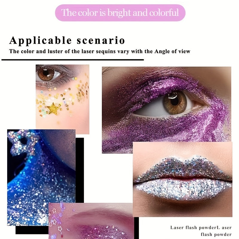 DIY Party Magical Bright Flash Glitters Sequins For Body Eyes Hair Face Nails 6colors, Mardi Gras Makeup, Teenage Girl Stuff For Music Festival