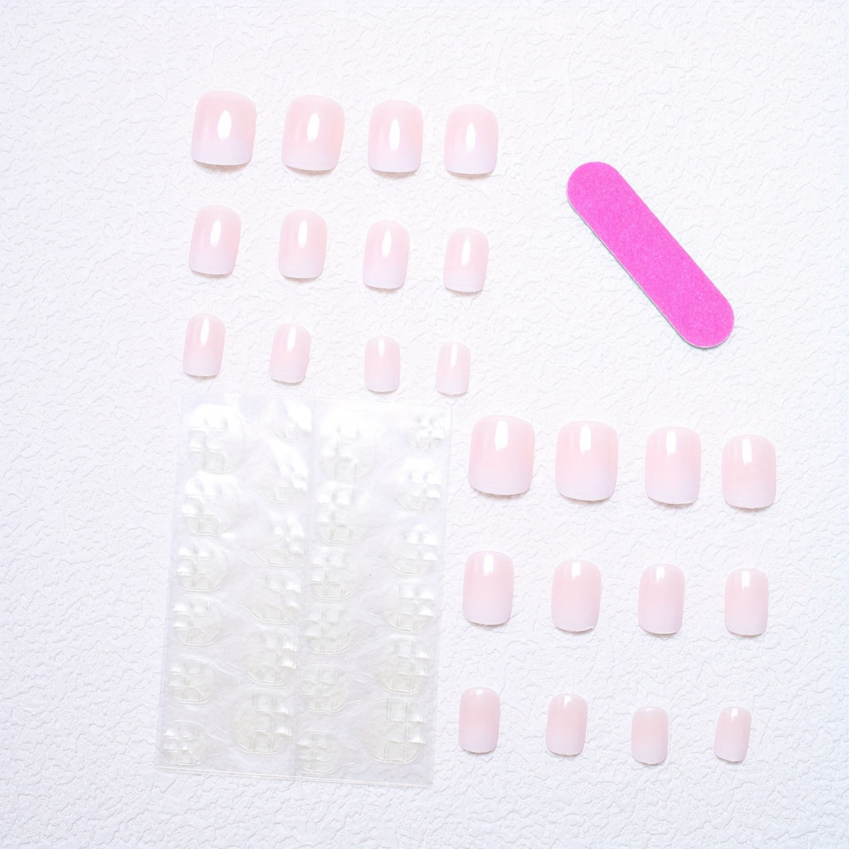 24pcs Vibrant Glossy Jelly Pink Gradient Short Square Shaped Press-On Nails - Durable, Easy to Apply, and Long-Lasting False Nails for Women and Girls - Perfect for Daily Wear, Parties, and Special Occasions