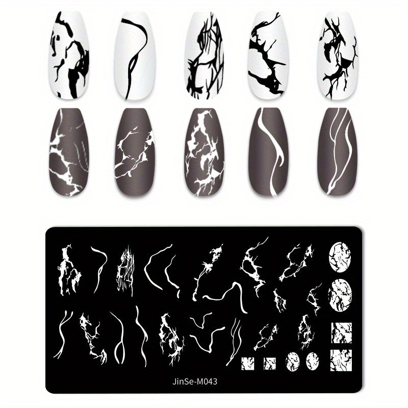Stainless Steel Nail Stamping Plates Marble Lines Snowflakes Image Stamp Template Nails Printing Tool Nail Art Decoration Nail Decals Tools