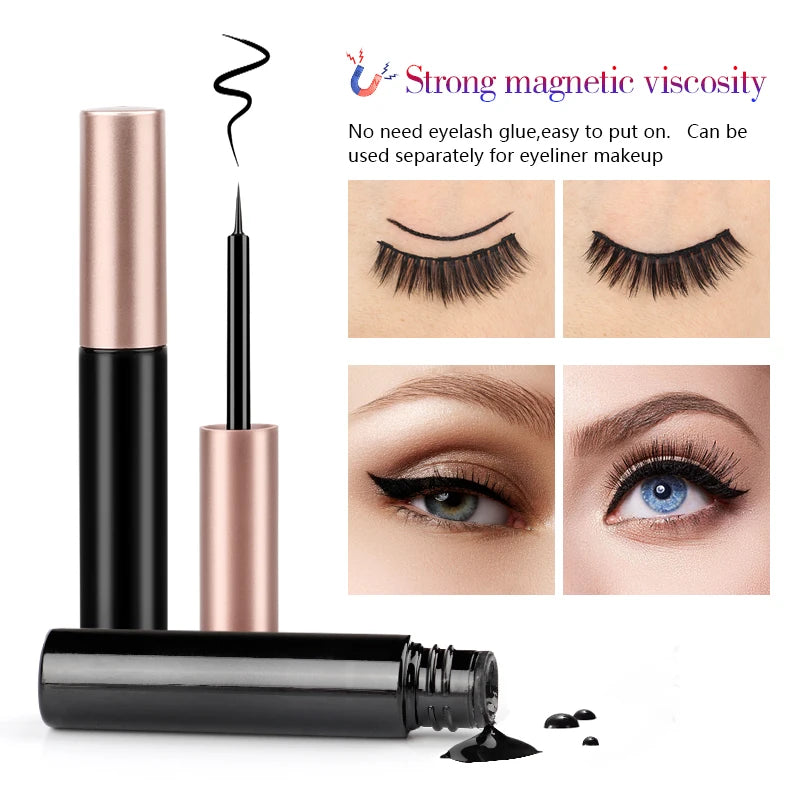 Magnetic Eyelashes 3D Mink Eyelashes Magnetic Eyeliner Magnetic Lashes Short False Lashes Lasting Handmade Eyelash Makeup Tools