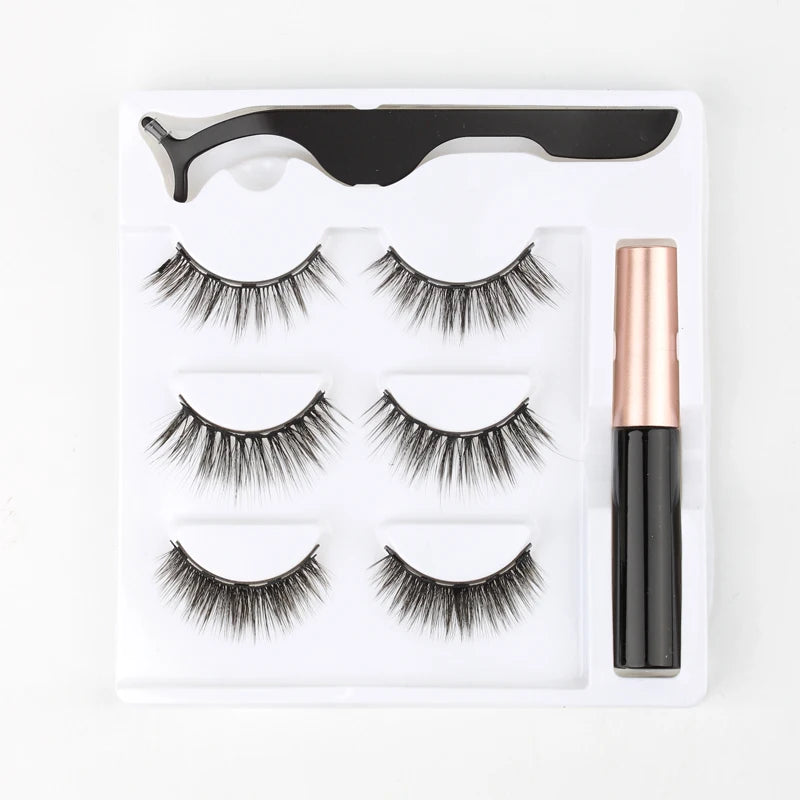 Magnetic Eyelashes 3D Mink Eyelashes Magnetic Eyeliner Magnetic Lashes Short False Lashes Lasting Handmade Eyelash Makeup Tools