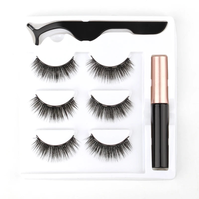 Magnetic Eyelashes 3D Mink Eyelashes Magnetic Eyeliner Magnetic Lashes Short False Lashes Lasting Handmade Eyelash Makeup Tools
