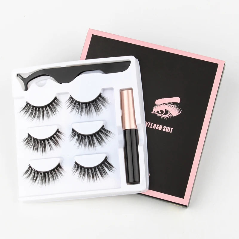 Magnetic Eyelashes 3D Mink Eyelashes Magnetic Eyeliner Magnetic Lashes Short False Lashes Lasting Handmade Eyelash Makeup Tools