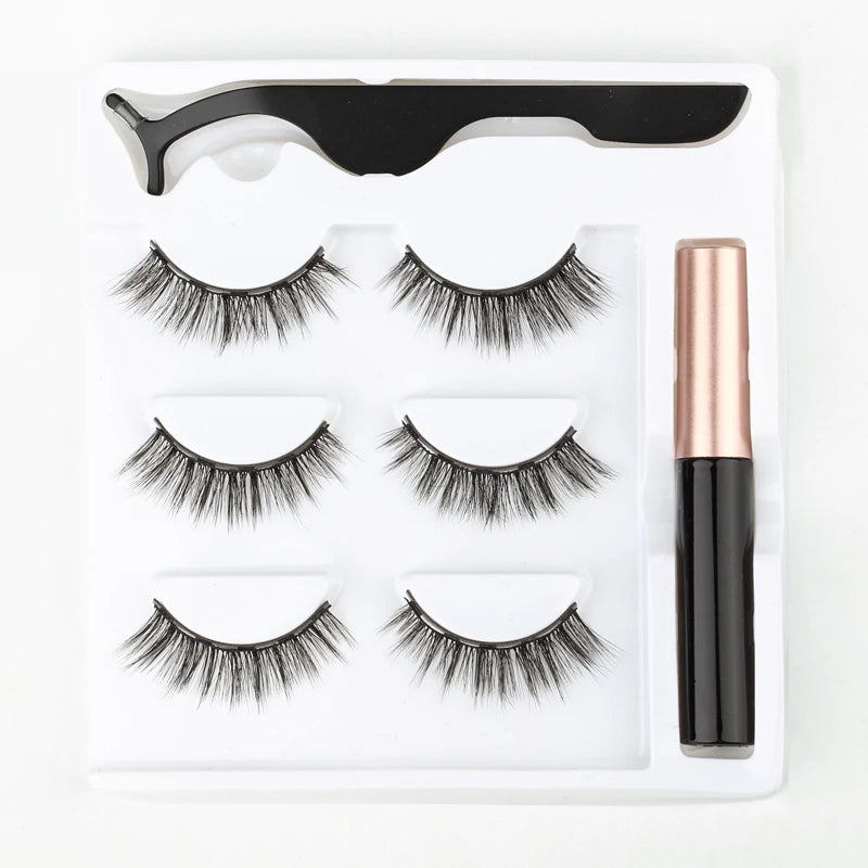 Magnetic Eyelashes 3D Mink Eyelashes Magnetic Eyeliner Magnetic Lashes Short False Lashes Lasting Handmade Eyelash Makeup Tools