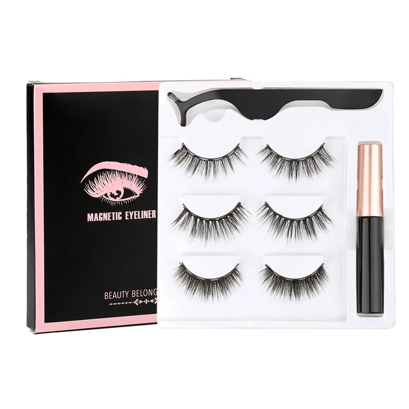 Magnetic Eyelashes 3D Mink Eyelashes Magnetic Eyeliner Magnetic Lashes Short False Lashes Lasting Handmade Eyelash Makeup Tools