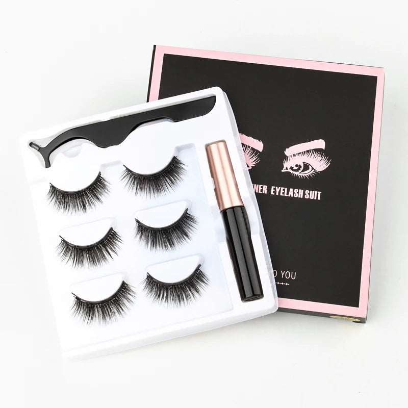 Magnetic Eyelashes 3D Mink Eyelashes Magnetic Eyeliner Magnetic Lashes Short False Lashes Lasting Handmade Eyelash Makeup Tools