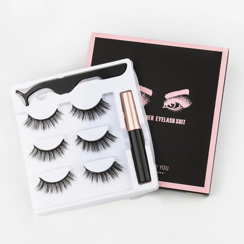 Magnetic Eyelashes 3D Mink Eyelashes Magnetic Eyeliner Magnetic Lashes Short False Lashes Lasting Handmade Eyelash Makeup Tools