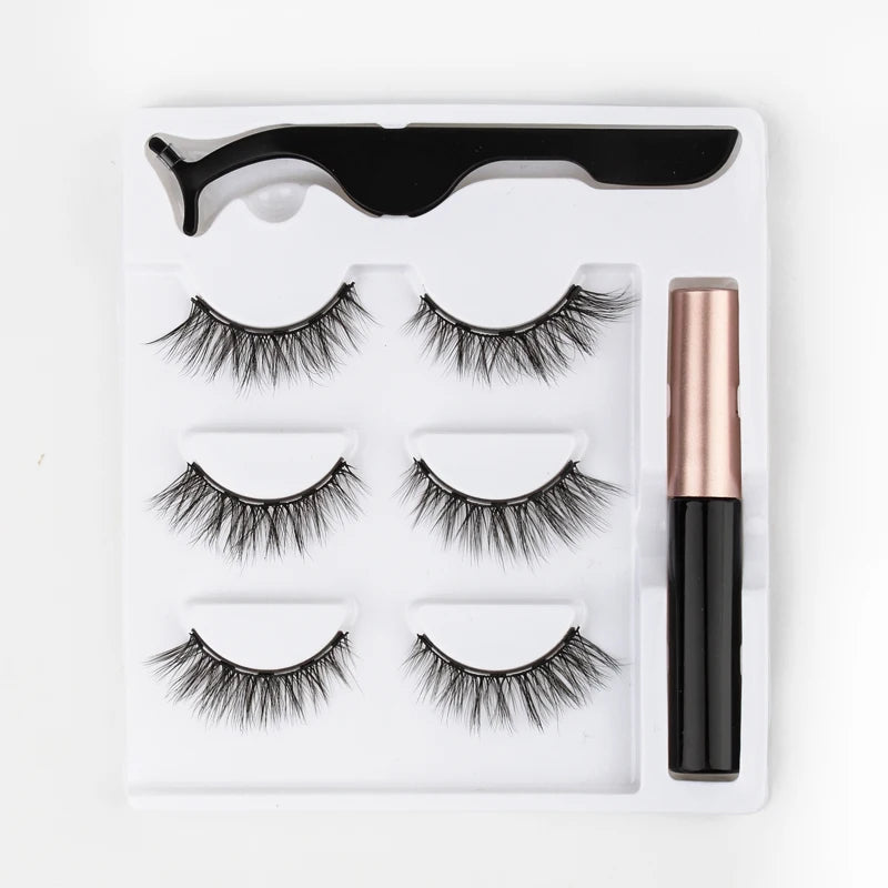 Magnetic Eyelashes 3D Mink Eyelashes Magnetic Eyeliner Magnetic Lashes Short False Lashes Lasting Handmade Eyelash Makeup Tools