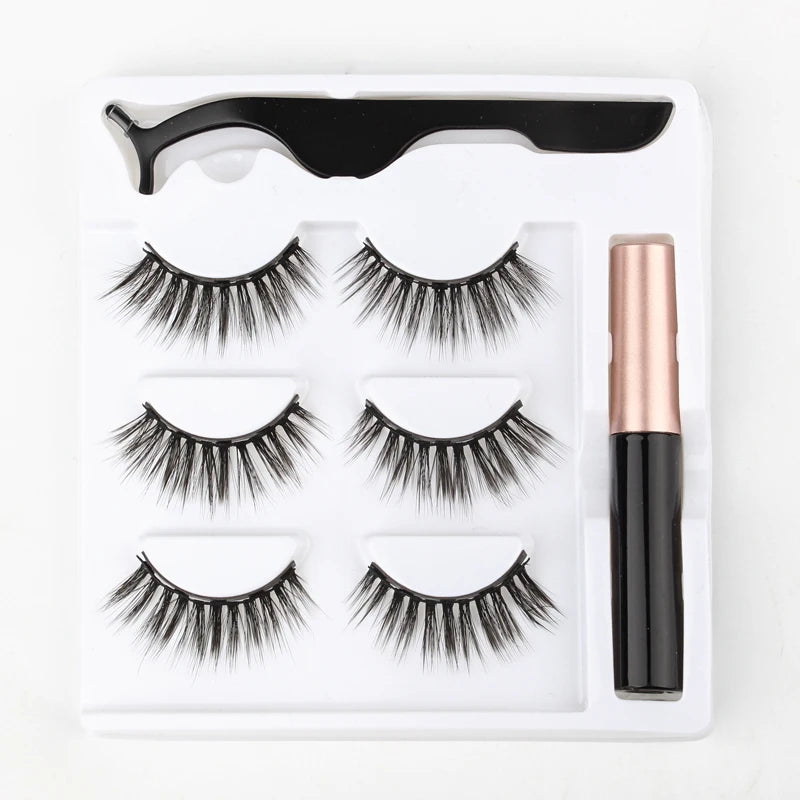 Magnetic Eyelashes 3D Mink Eyelashes Magnetic Eyeliner Magnetic Lashes Short False Lashes Lasting Handmade Eyelash Makeup Tools