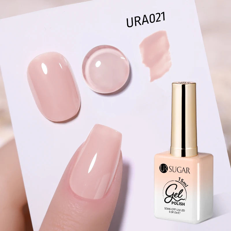 UR SUGAR 15ml Fiber Rubber Base Gel Upgrade Broken Nail Repaired Fiberglass Clear Quick Building UV Construction Gel Soak Off
