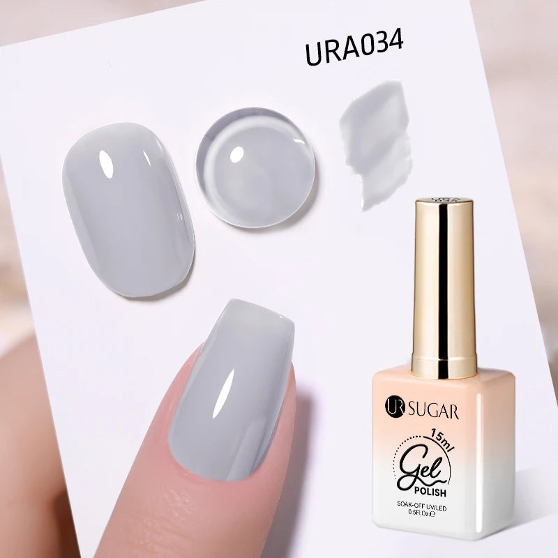 UR SUGAR 15ml Fiber Rubber Base Gel Upgrade Broken Nail Repaired Fiberglass Clear Quick Building UV Construction Gel Soak Off