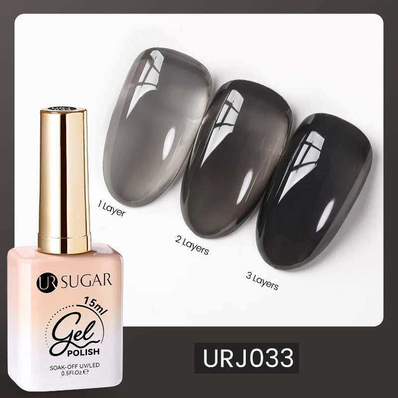 UR SUGAR 15ml Fiber Rubber Base Gel Upgrade Broken Nail Repaired Fiberglass Clear Quick Building UV Construction Gel Soak Off