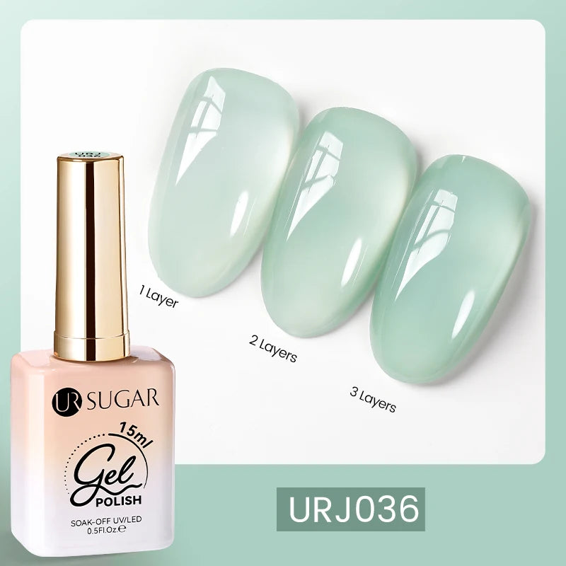 UR SUGAR 15ml Fiber Rubber Base Gel Upgrade Broken Nail Repaired Fiberglass Clear Quick Building UV Construction Gel Soak Off