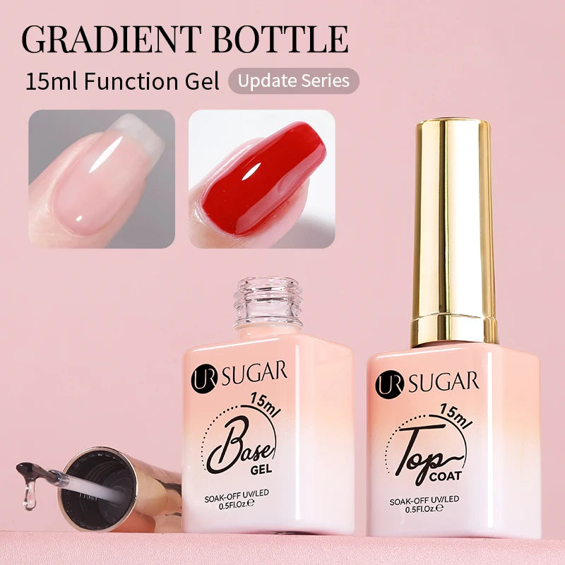UR SUGAR 15ml Fiber Rubber Base Gel Upgrade Broken Nail Repaired Fiberglass Clear Quick Building UV Construction Gel Soak Off
