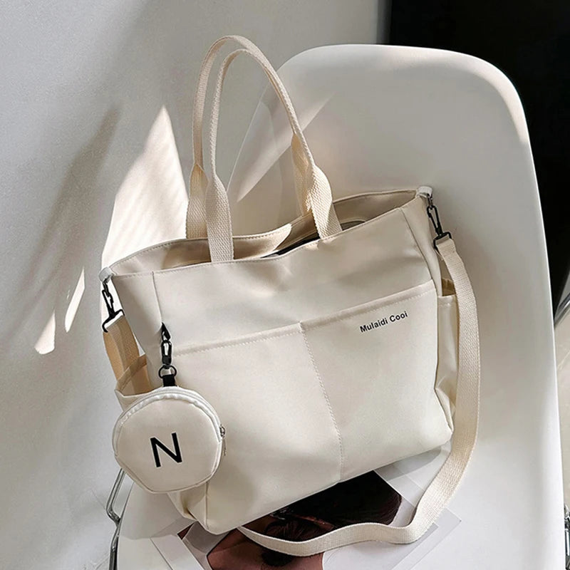 Travel Bag Set - Lightweight Large Capacity with Mini Purse Waterproof Handle Bag Women Preppy Student Satchels Nylon