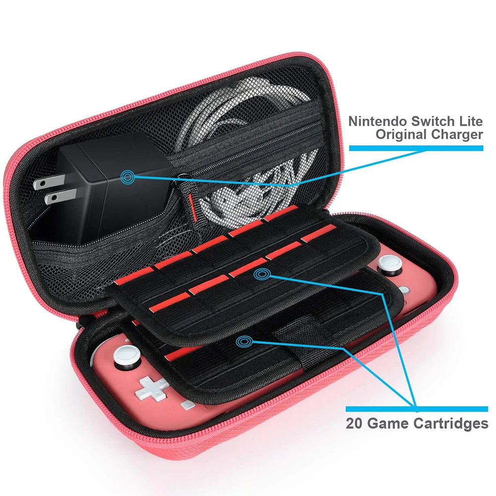 Travel Handbag Nylon EVA Hard Carrying Storage Case Thickened Scratch-resistant Double Compartment Dustproof for Switch Lite