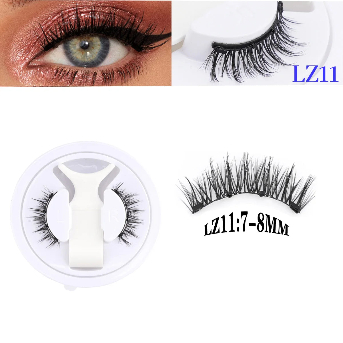 2Pairs 3D Magnetic False Eyelashes Natural Soft Magnet Eye Makeup Tool With Applicater Mirror Glue Free Easy To Wear