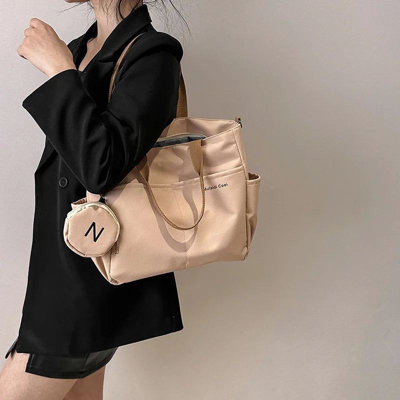 Travel Bag Set - Lightweight Large Capacity with Mini Purse Waterproof Handle Bag Women Preppy Student Satchels Nylon