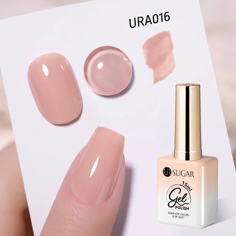 UR SUGAR 15ml Fiber Rubber Base Gel Upgrade Broken Nail Repaired Fiberglass Clear Quick Building UV Construction Gel Soak Off