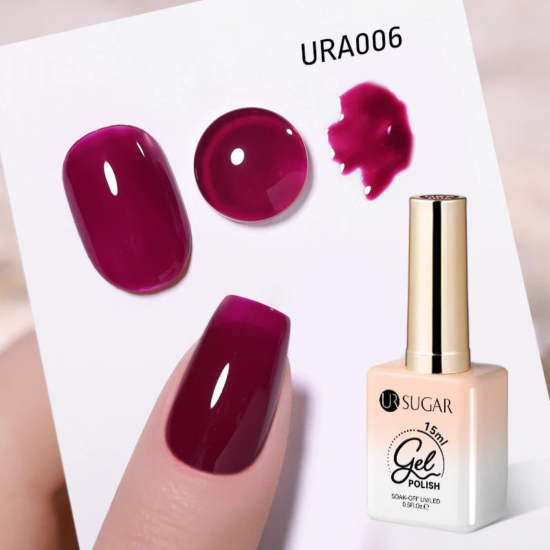 UR SUGAR 15ml Fiber Rubber Base Gel Upgrade Broken Nail Repaired Fiberglass Clear Quick Building UV Construction Gel Soak Off