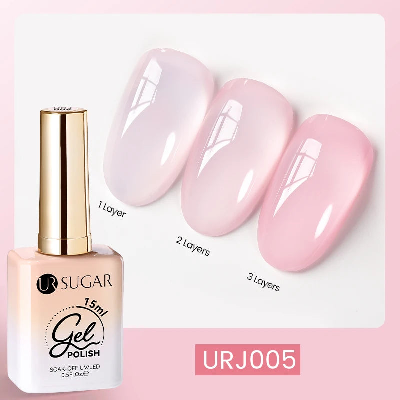 UR SUGAR 15ml Fiber Rubber Base Gel Upgrade Broken Nail Repaired Fiberglass Clear Quick Building UV Construction Gel Soak Off