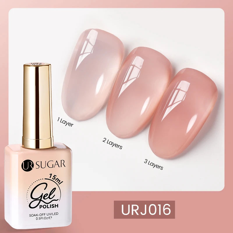 UR SUGAR 15ml Fiber Rubber Base Gel Upgrade Broken Nail Repaired Fiberglass Clear Quick Building UV Construction Gel Soak Off