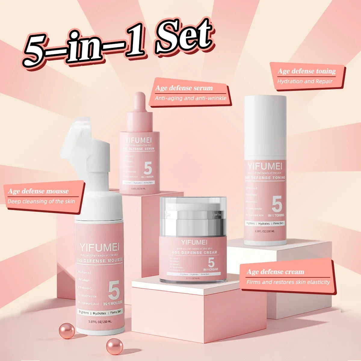 Original Korean Skincare for The Face 5 IN 1 Face Kit with For Skin Moisturizing Day & Night Care Beauty Health Skincare Korean