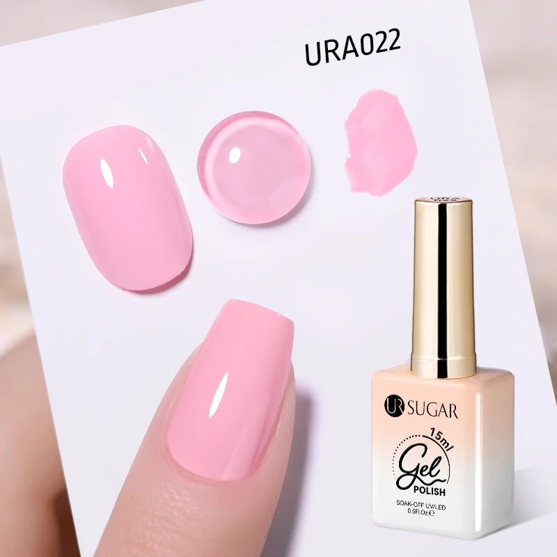 UR SUGAR 15ml Fiber Rubber Base Gel Upgrade Broken Nail Repaired Fiberglass Clear Quick Building UV Construction Gel Soak Off