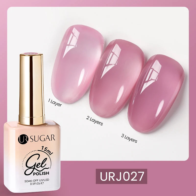 UR SUGAR 15ml Fiber Rubber Base Gel Upgrade Broken Nail Repaired Fiberglass Clear Quick Building UV Construction Gel Soak Off