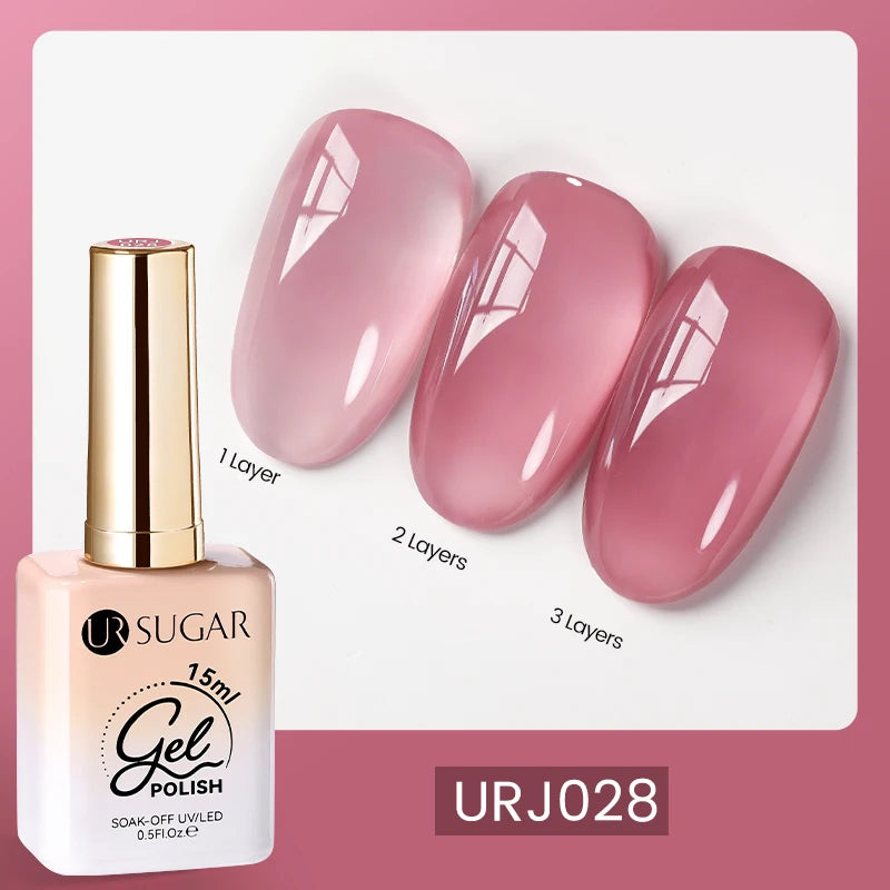 UR SUGAR 15ml Fiber Rubber Base Gel Upgrade Broken Nail Repaired Fiberglass Clear Quick Building UV Construction Gel Soak Off