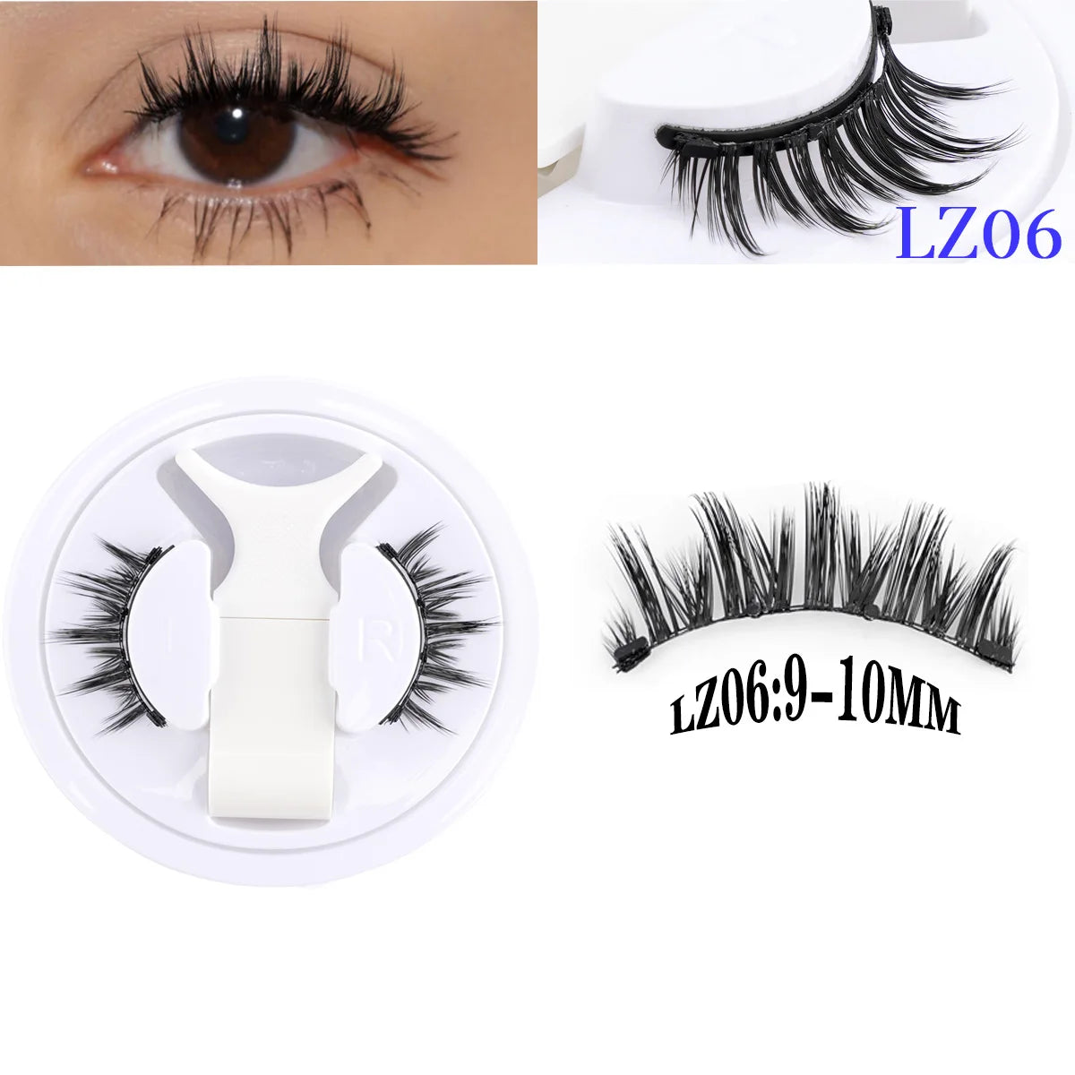 2Pairs 3D Magnetic False Eyelashes Natural Soft Magnet Eye Makeup Tool With Applicater Mirror Glue Free Easy To Wear