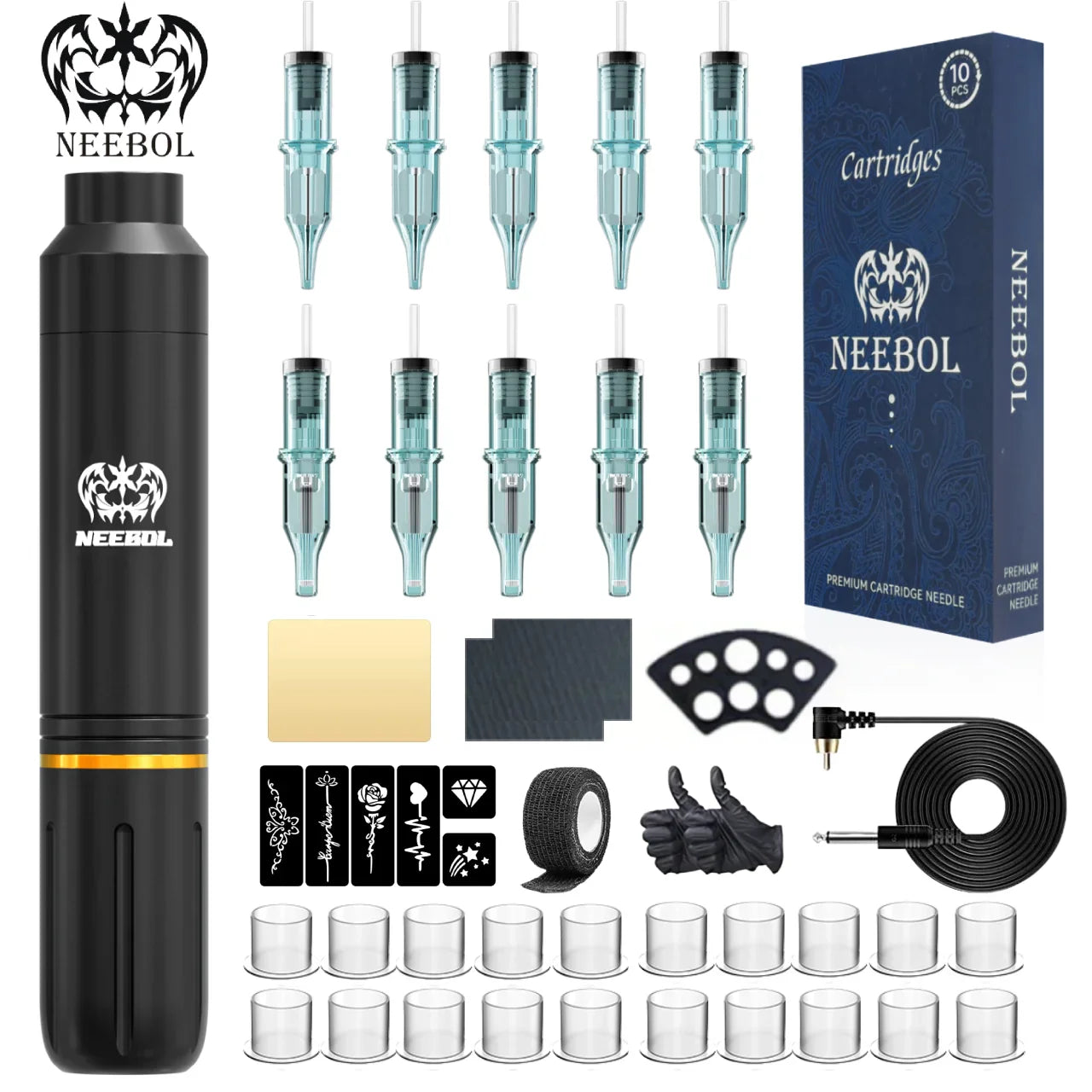 Tattoo kit includes tattoo machine
