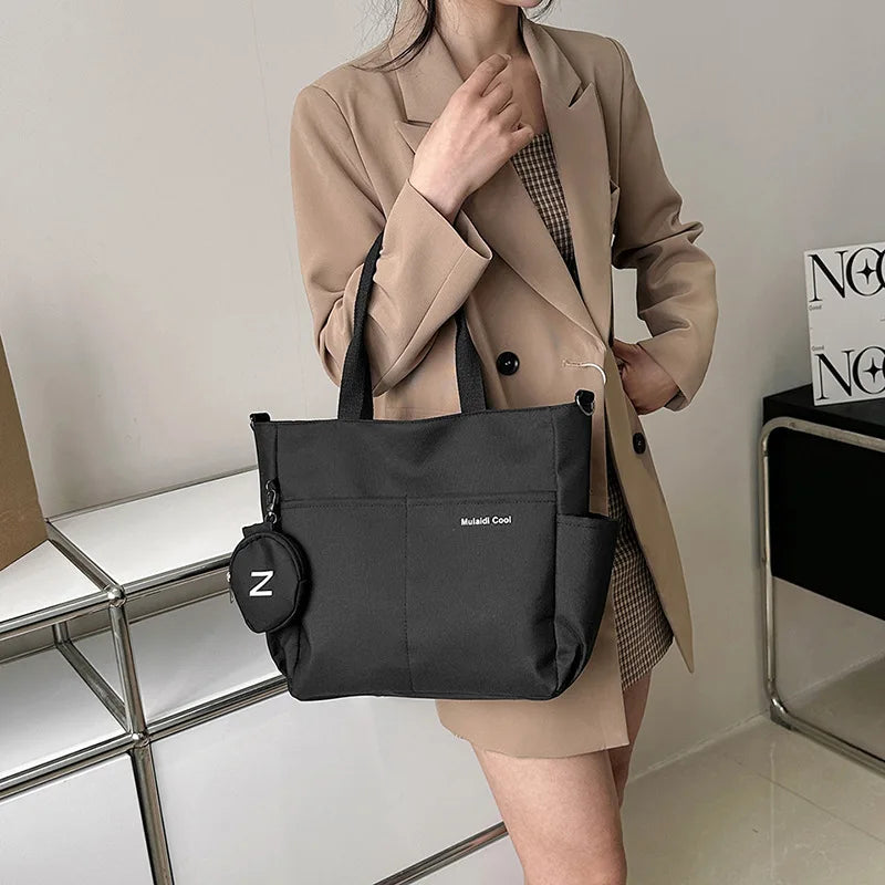 Travel Bag Set - Lightweight Large Capacity with Mini Purse Waterproof Handle Bag Women Preppy Student Satchels Nylon