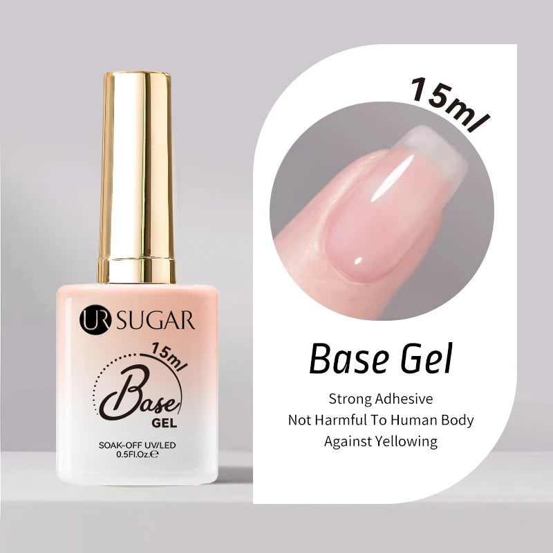 UR SUGAR 15ml Fiber Rubber Base Gel Upgrade Broken Nail Repaired Fiberglass Clear Quick Building UV Construction Gel Soak Off