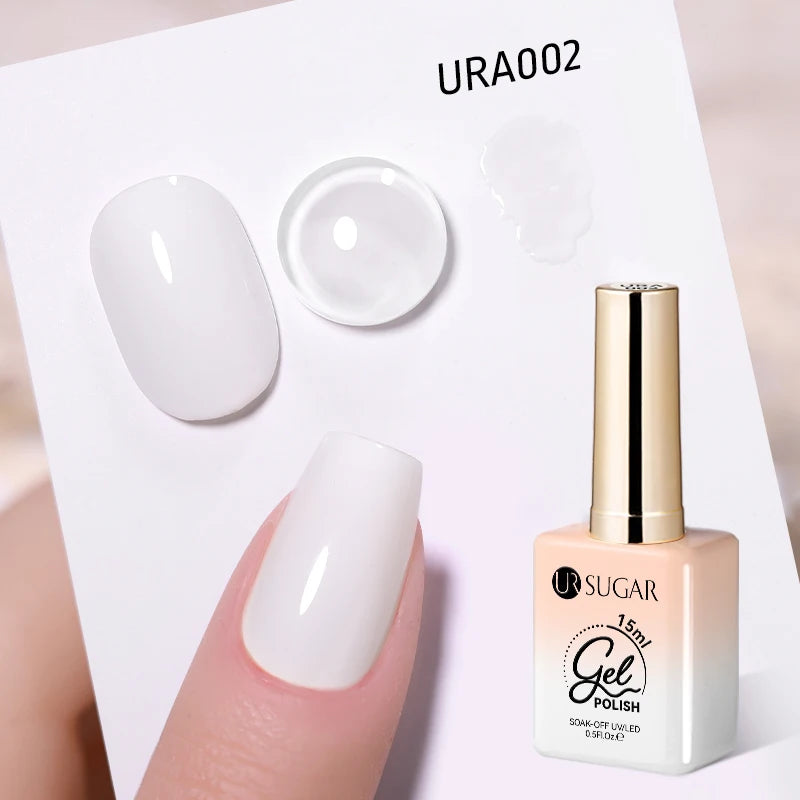 UR SUGAR 15ml Fiber Rubber Base Gel Upgrade Broken Nail Repaired Fiberglass Clear Quick Building UV Construction Gel Soak Off