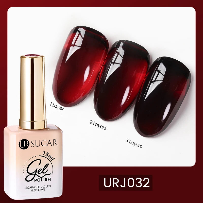 UR SUGAR 15ml Fiber Rubber Base Gel Upgrade Broken Nail Repaired Fiberglass Clear Quick Building UV Construction Gel Soak Off