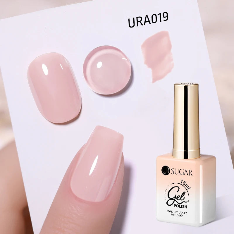 UR SUGAR 15ml Fiber Rubber Base Gel Upgrade Broken Nail Repaired Fiberglass Clear Quick Building UV Construction Gel Soak Off