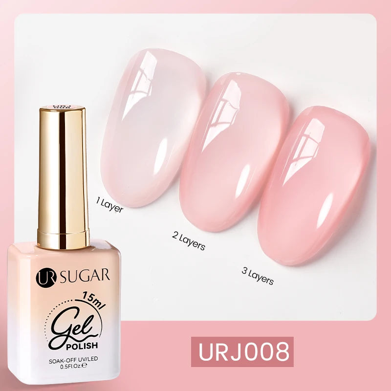 UR SUGAR 15ml Fiber Rubber Base Gel Upgrade Broken Nail Repaired Fiberglass Clear Quick Building UV Construction Gel Soak Off