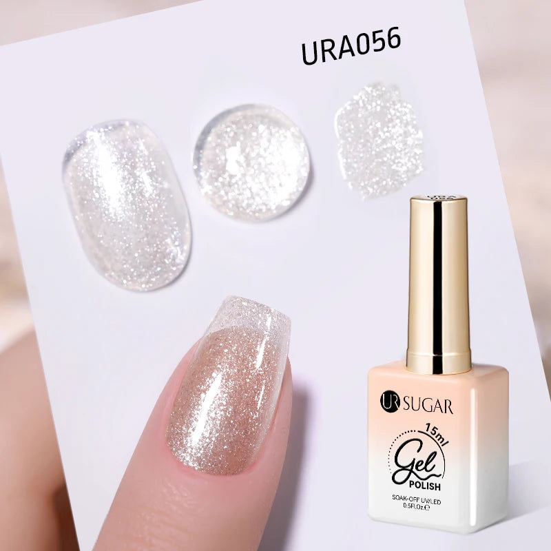 UR SUGAR 15ml Fiber Rubber Base Gel Upgrade Broken Nail Repaired Fiberglass Clear Quick Building UV Construction Gel Soak Off