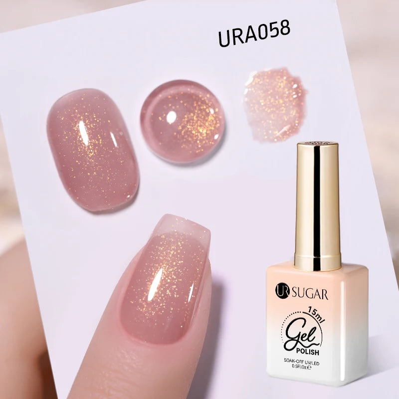 UR SUGAR 15ml Fiber Rubber Base Gel Upgrade Broken Nail Repaired Fiberglass Clear Quick Building UV Construction Gel Soak Off