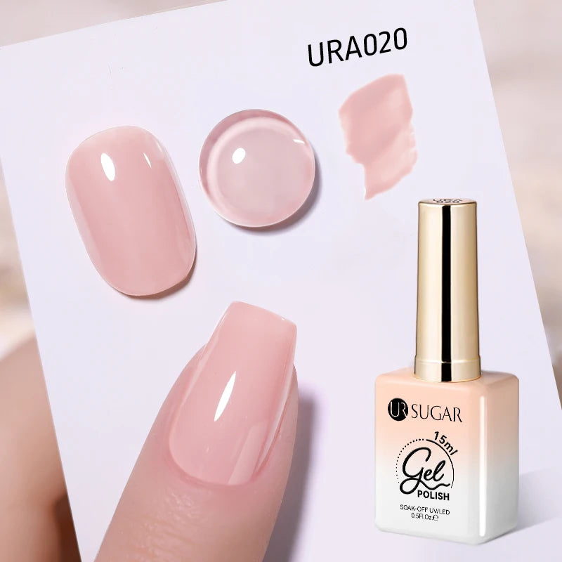 UR SUGAR 15ml Fiber Rubber Base Gel Upgrade Broken Nail Repaired Fiberglass Clear Quick Building UV Construction Gel Soak Off